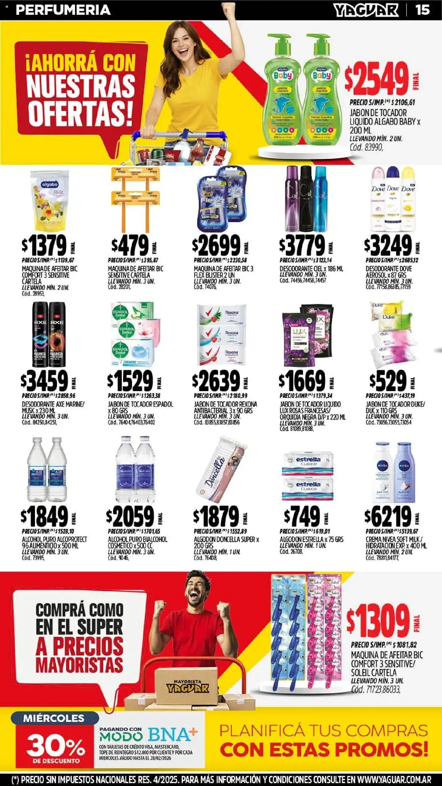 Yaguar - Oferta Semanal Salta │ válido desde el 23.02.2026 | Página: 14 | Productos: Algodón, Jabón, Desodorante, Crema