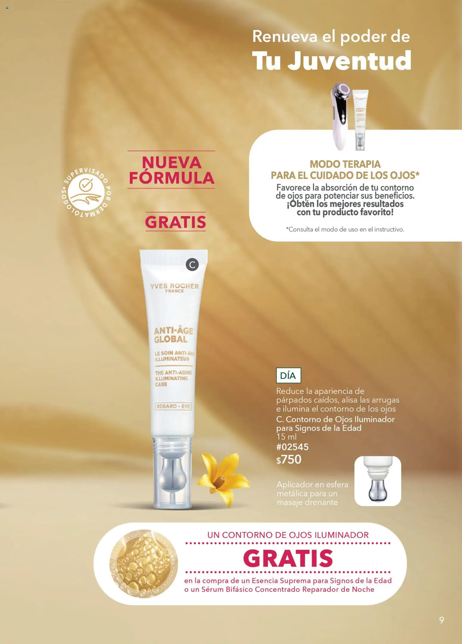 Nuevas ofertas de Yves Rocher válidas en toda la República Mexicana desde el 24.03.2026. ¡Encuentra las mejores ofertas en Yves Rocher campaña 5 2026! | Página: 9 | Productos: Iluminador, Contorno de ojos, Serum, Contorno