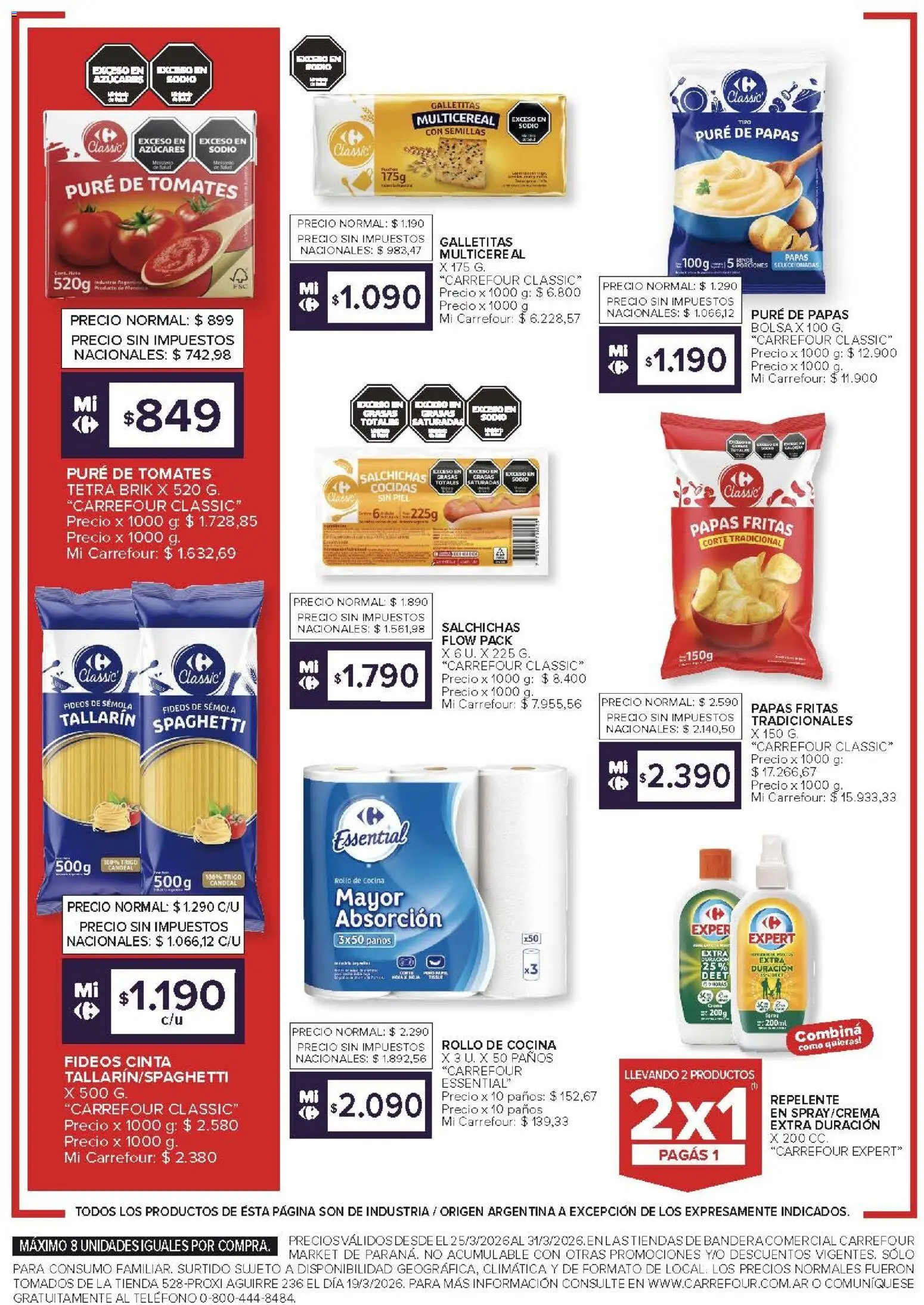 Carrefour Market - Market Paraná  │ válido desde el 25.03.2026 | Página: 3 | Productos: Repelente, Galletitas, Tomates, Fideos