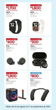 Nuevas ofertas de Costco válidas en toda la República Mexicana desde el 25.08.2025. ¡Encuentra las mejores ofertas en Costco catálogo! | Página: 9 | Productos: Audífonos, Bocina
