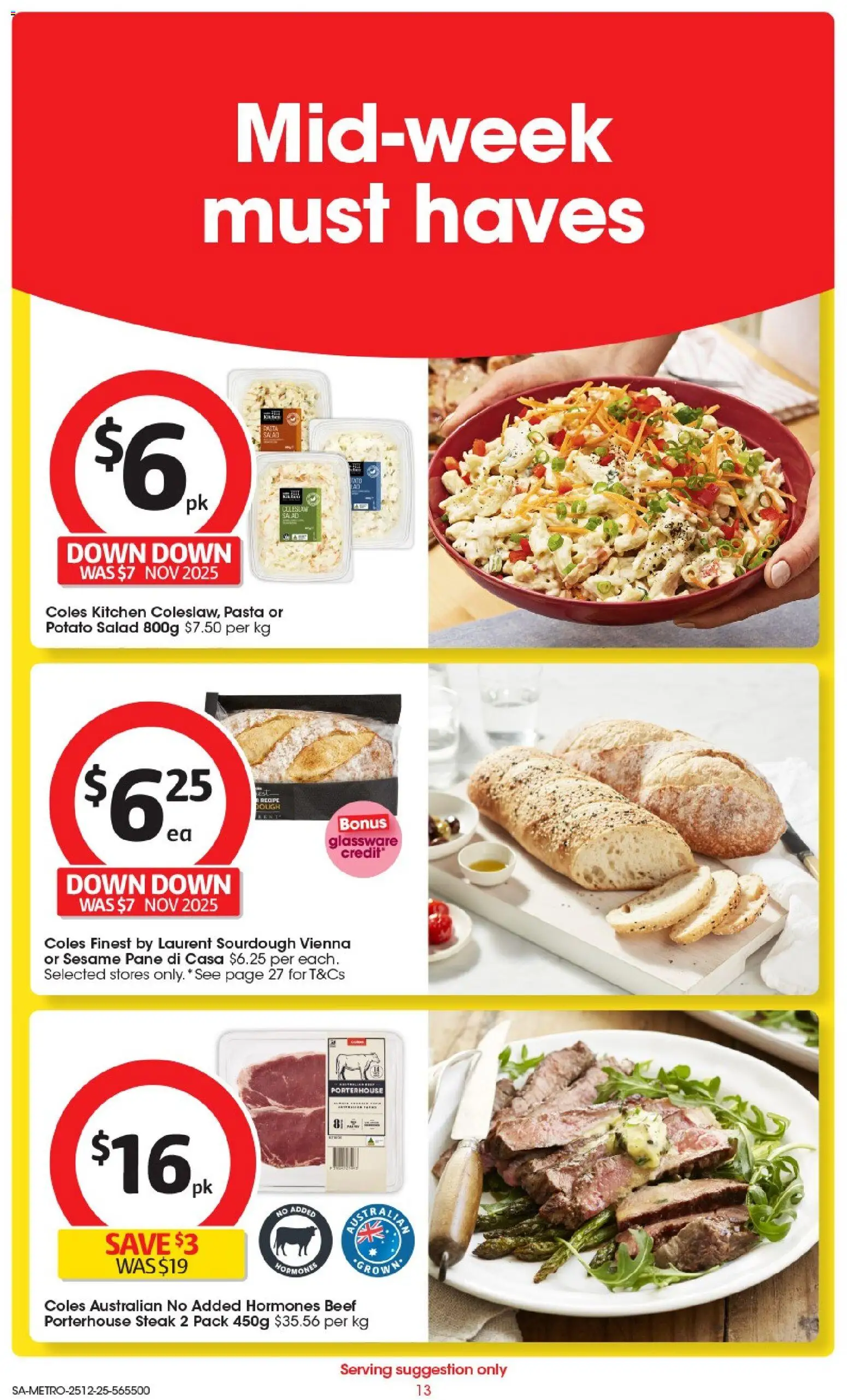 Coles catalogue - valid from 25.12.2025 | Page: 14 | Products: Beef, Pasta, Salad, Steak