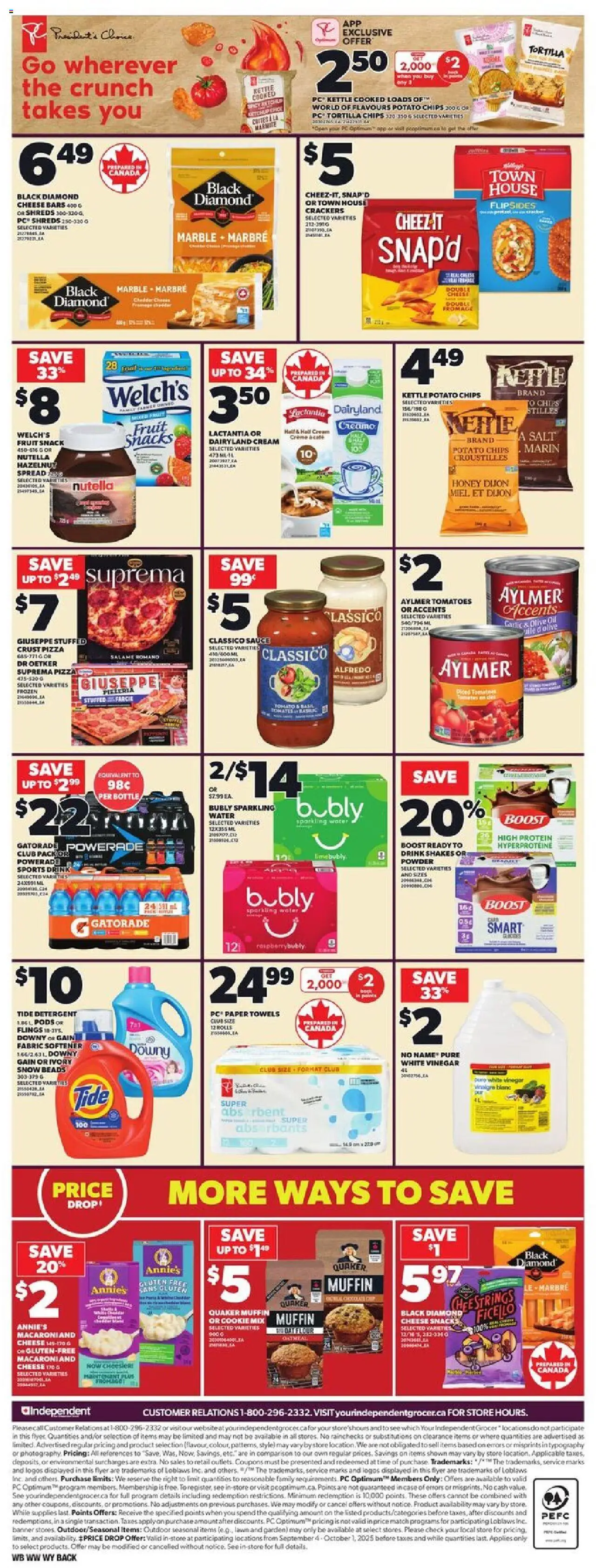 Independent Grocer flyer valid from 25.09.2025 | Page: 4 | Products: Case, Kettle, Cheese, Oil