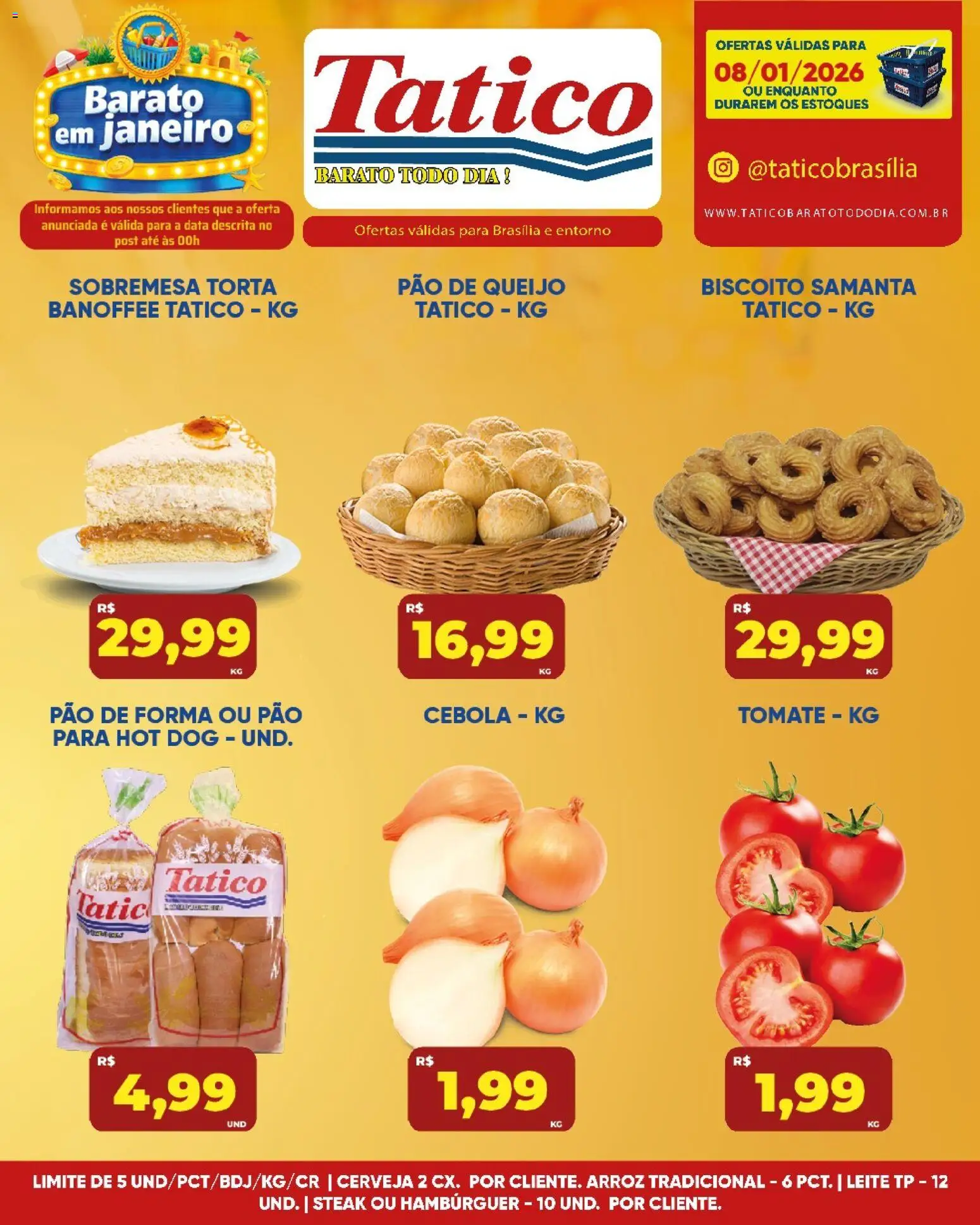 Tatico Folheto - válido de 08.01.2026 | Página: 8 | Produtos: Leite, Queijo, Cerveja, Pão de queijo