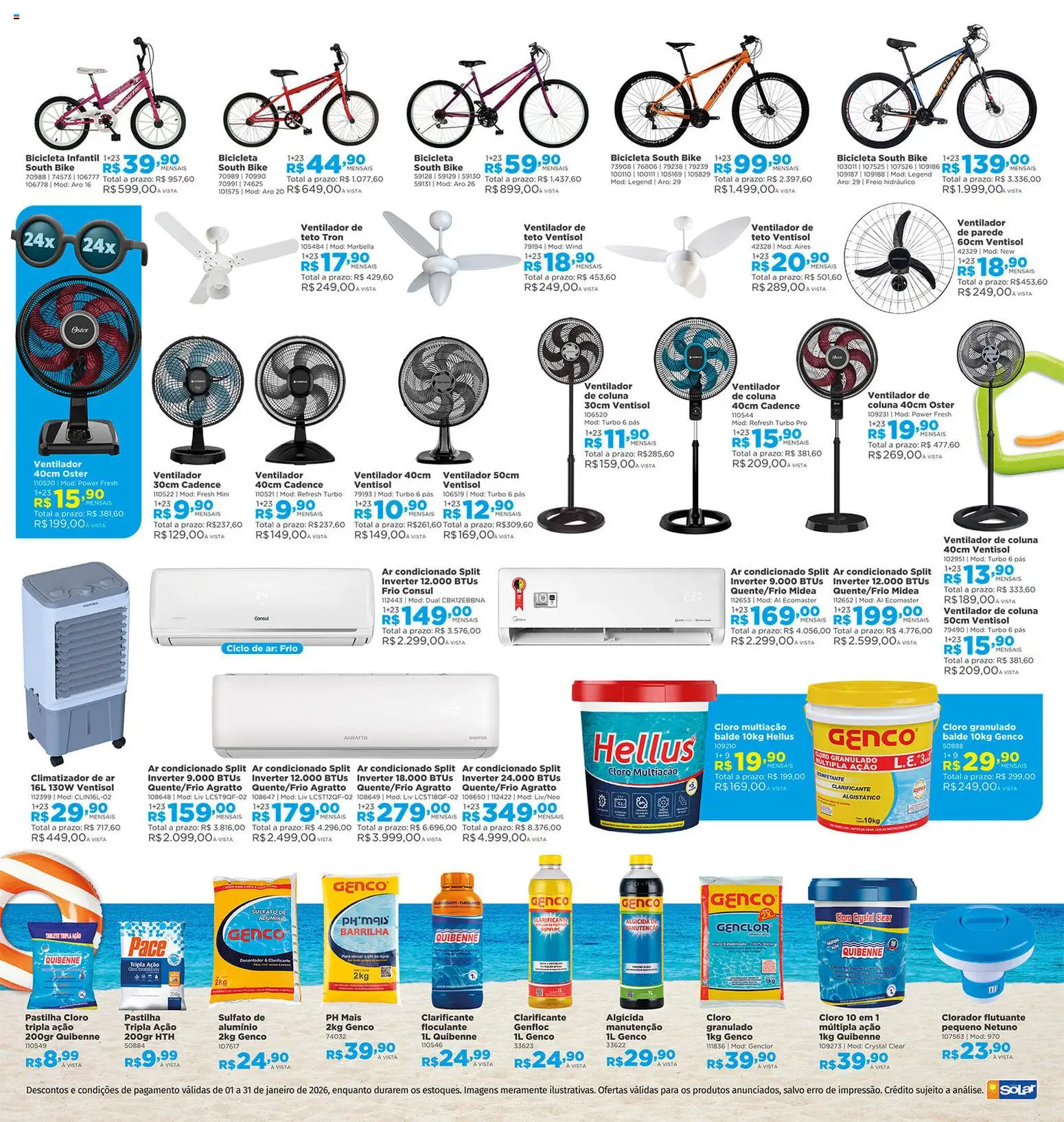 Lojas Solar Folheto - válido de 01.01.2026 | Página: 16 | Produtos: Bicicleta, Bicicleta infantil, Climatizador de Ar, Balde