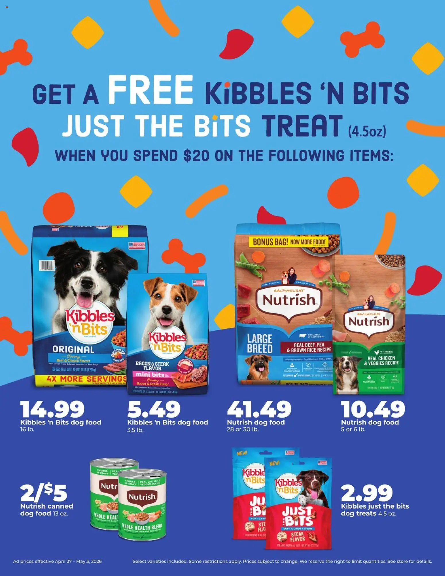 HyVee Weekly Ad - valid from 27.04.2026 | Page: 34 | Products: Dog Treats, Dog Food, Rice, Bag