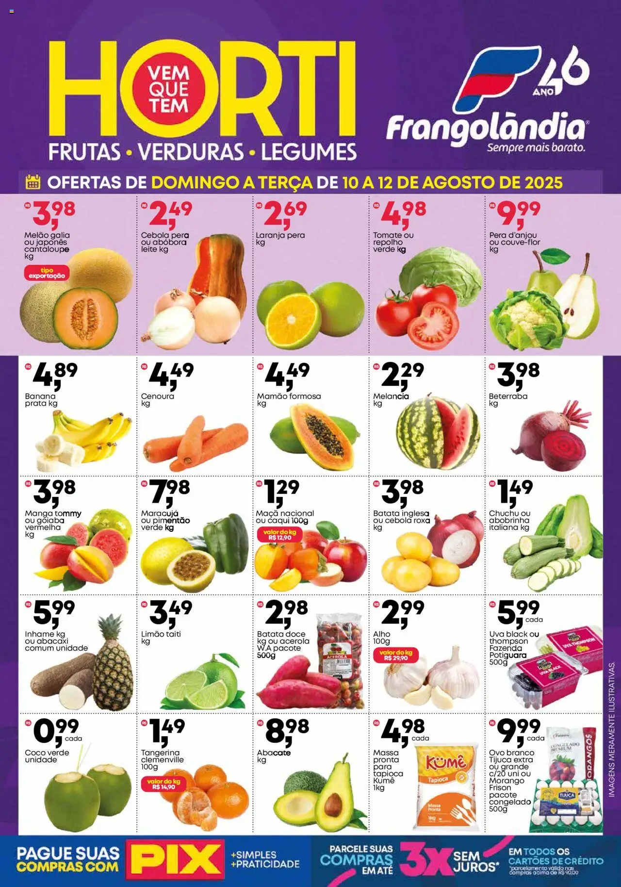 Frangolândia Folheto - válido de 10.08.2025 | Página: 1 | Produtos: Goiaba, Abobrinha, Pimentão, Abacaxi