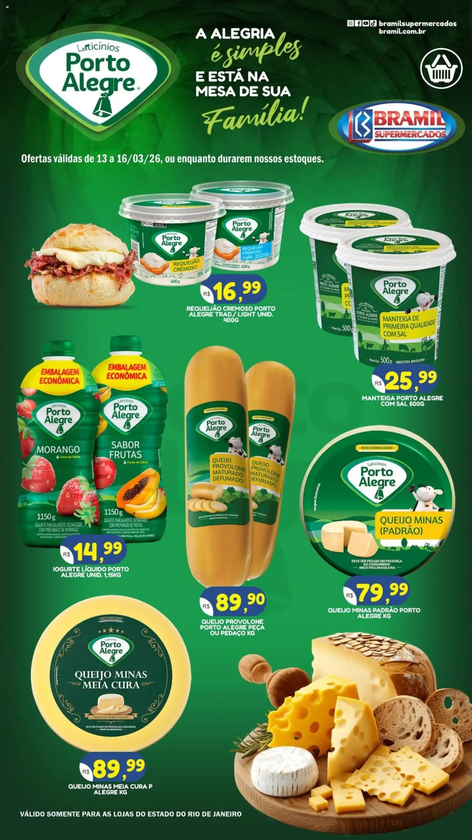 Bramil Supermercados Folheto - válido de 13.03.2026 | Página: 1 | Produtos: Manteiga, Iogurte, Provolone, Sal