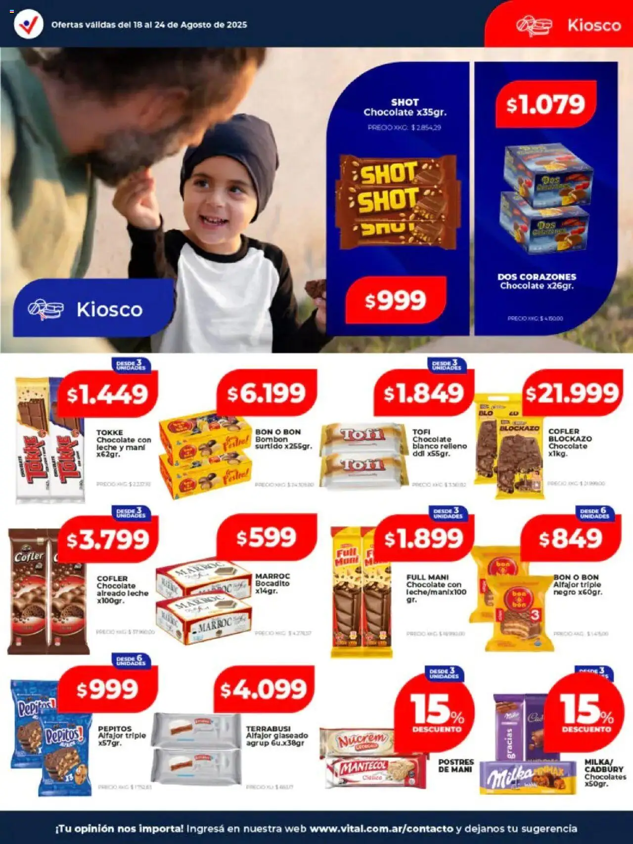 Vital - Ofertas - Abasto │ válido desde el 18.08.2025 | Página: 18 | Productos: Mani, Leche, Chocolate, Alfajor