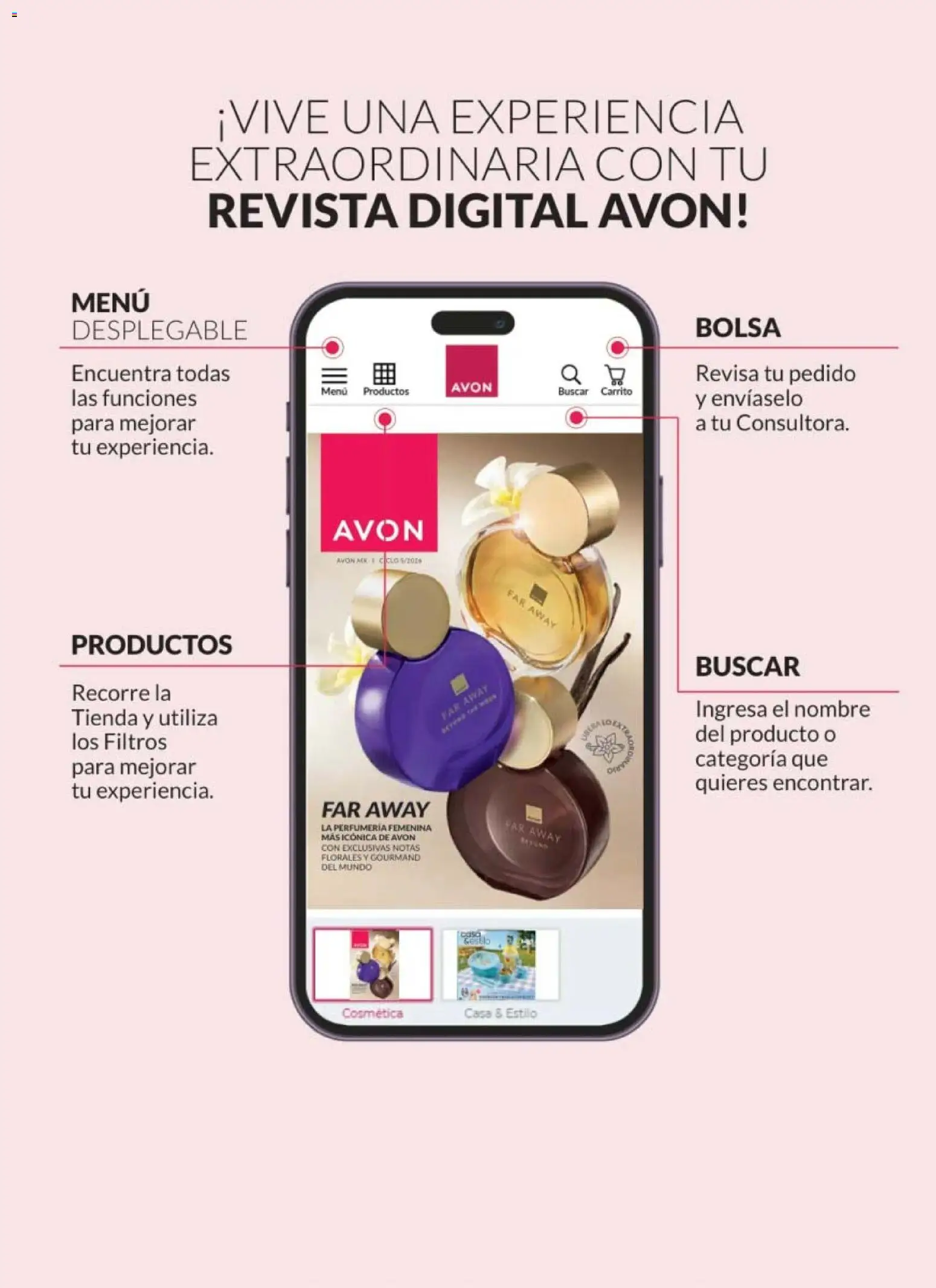 Nuevas ofertas de AVON válidas en toda la República Mexicana desde el 13.03.2026. ¡Encuentra las mejores ofertas en AVON campaña 5 2026! | Página: 2 | Productos: Bolsa, Perfume