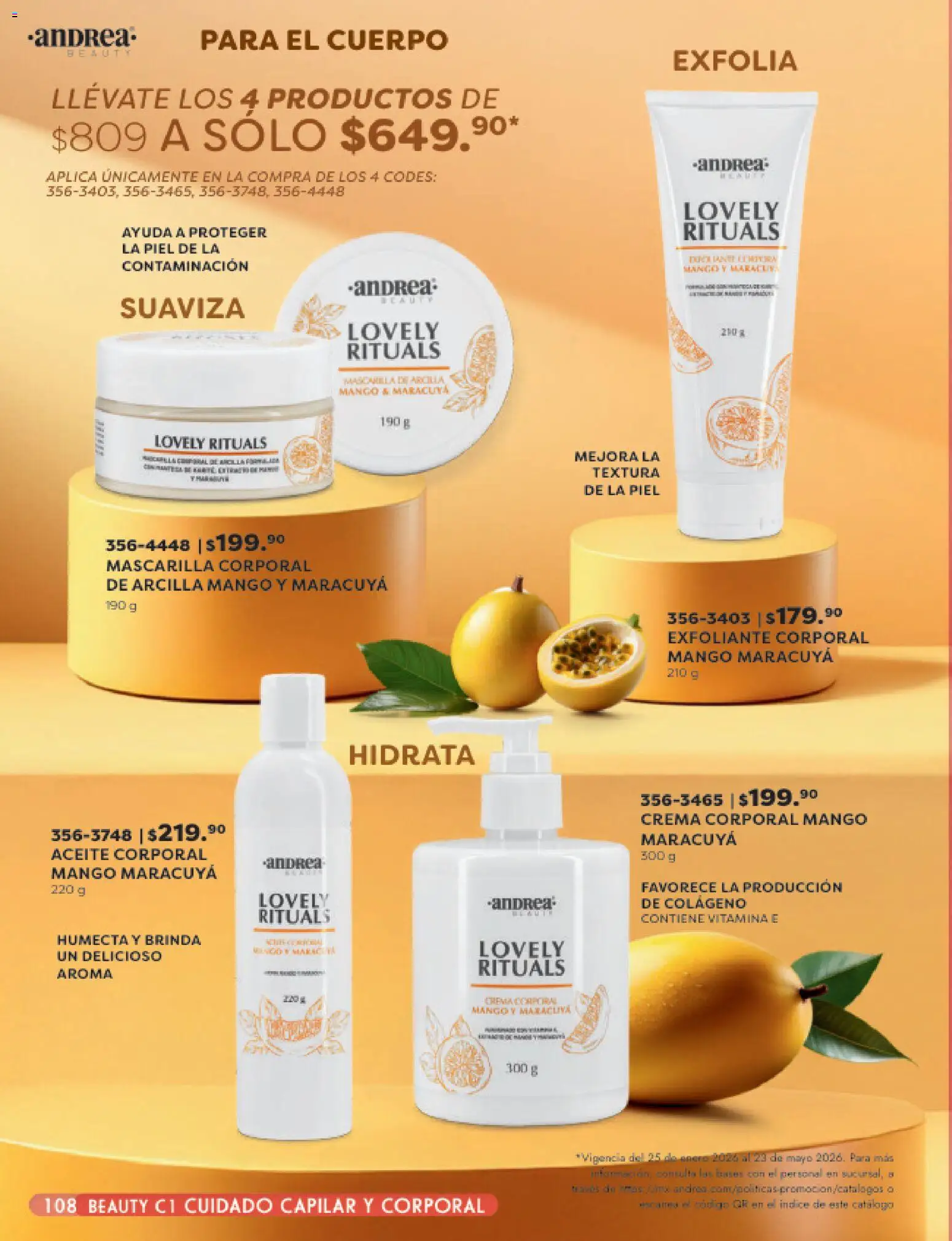 Nuevas ofertas de Andrea válidas en toda la República Mexicana desde el 25.01.2026. ¡Encuentra las mejores ofertas en Andrea catálogo Beauty! | Página: 108 | Productos: Crema, Mango, Aceite, Crema corporal