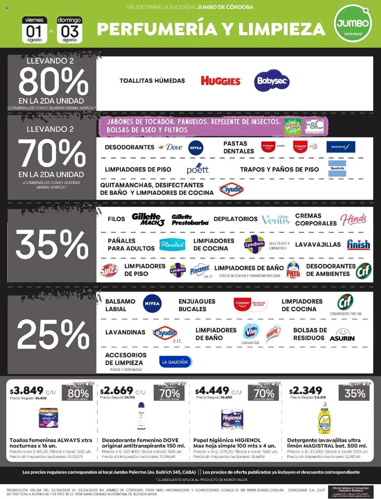 Jumbo ofertas - Córdoba │ válido desde el 01.08.2025 | Página: 6 | Productos: Papel higiénico, Desodorante, Detergente, Pañales