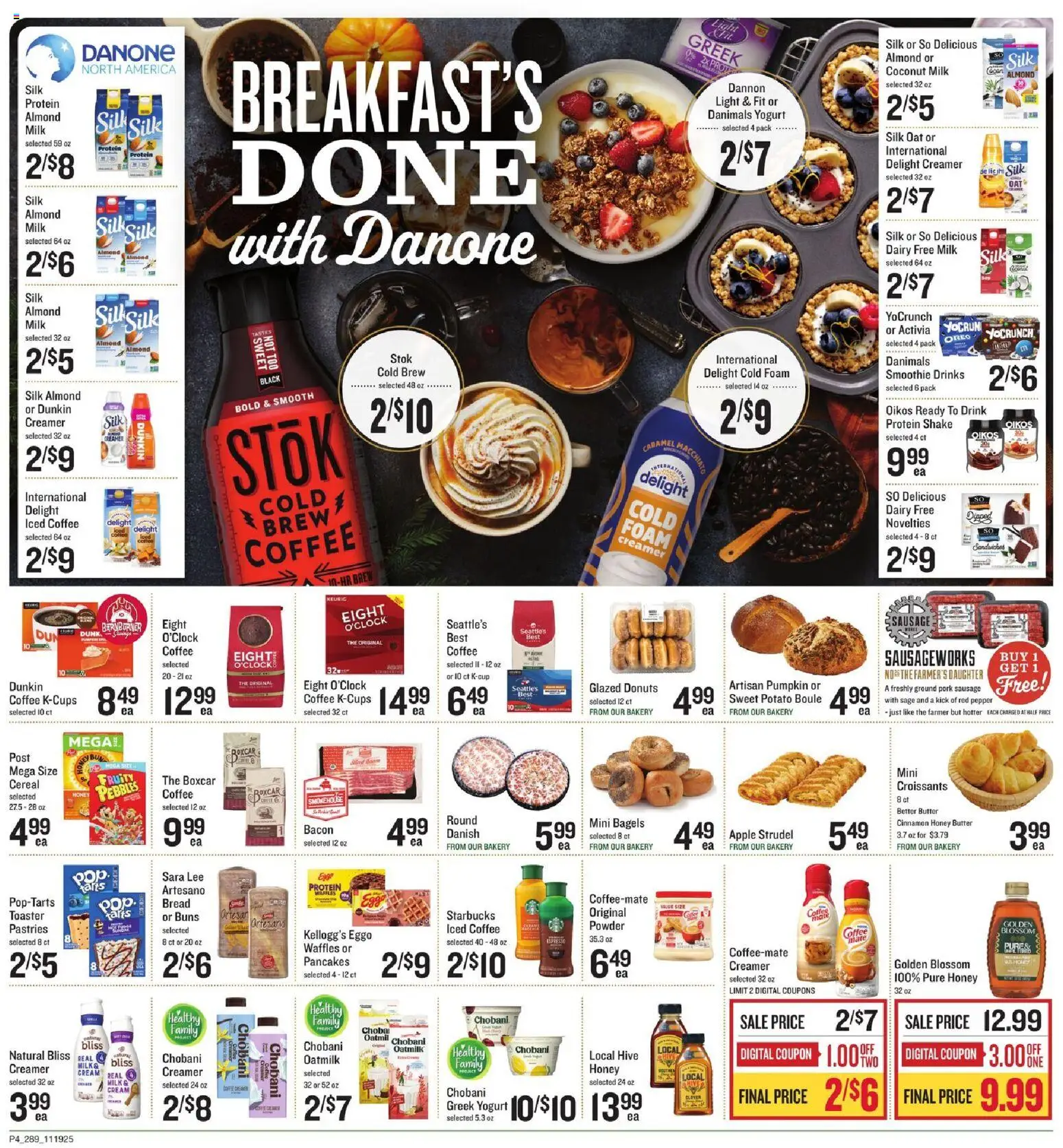 Lowes Foods Weekly Ad - GA - valid from 19.11.2025 | Page: 4 | Products: Milk, Yogurt, Coffee, Pumpkin