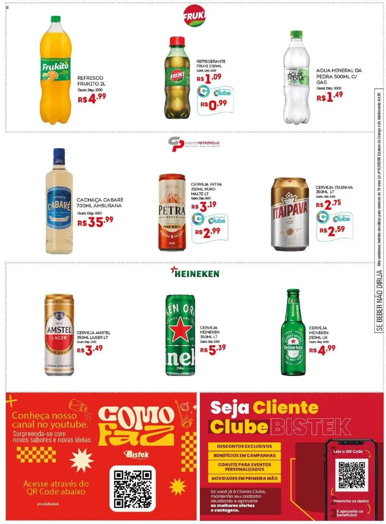 Bistek Supermercados Folheto - válido de 24.09.2025 | Página: 7 | Produtos: Cachaça, Cerveja, Heineken, Água mineral