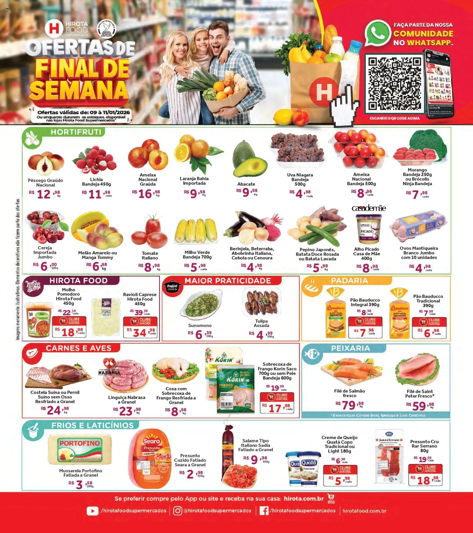 Hirota Food Folheto - válido de 09.01.2026 | Página: 1 | Produtos: Melão, Pêssego, Milho verde, Ameixa