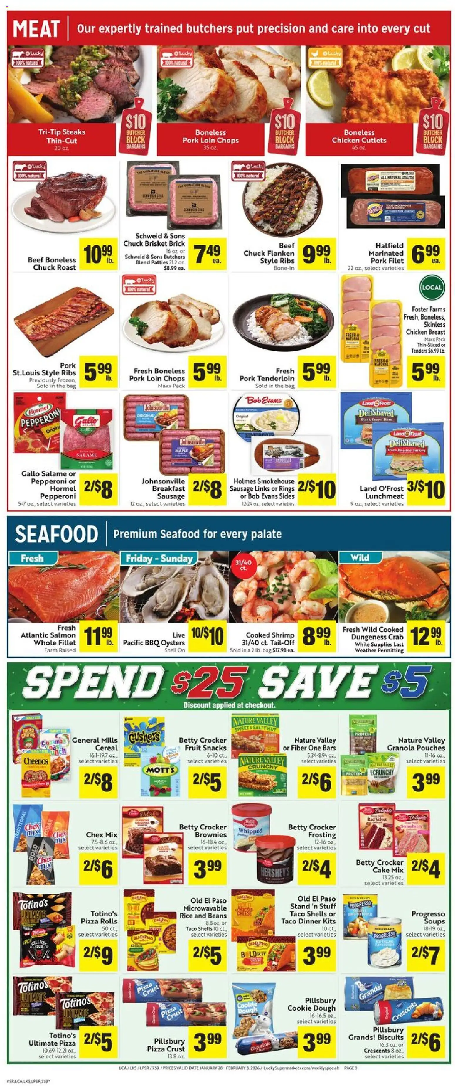 Lucky Supermarkets Weekly Ad - valid from 28.01.2026 | Page: 3 | Products: Cheese, Pizza, Rice, Seafood