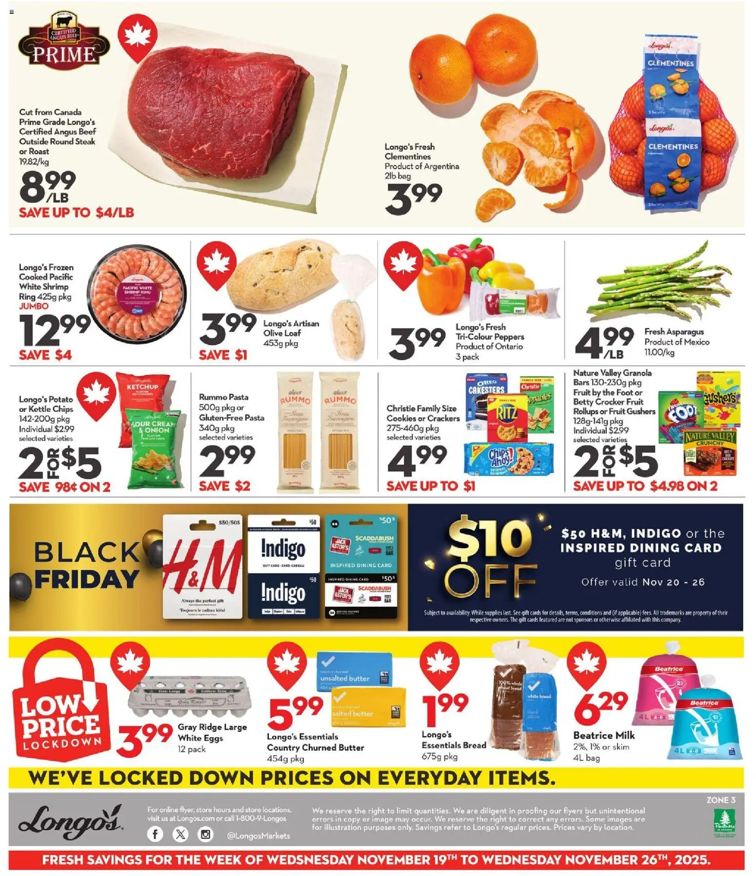 Longo's flyer valid from 20.11.2025 | Page: 3 | Products: Sour cream, Ridge, Butter, Bread