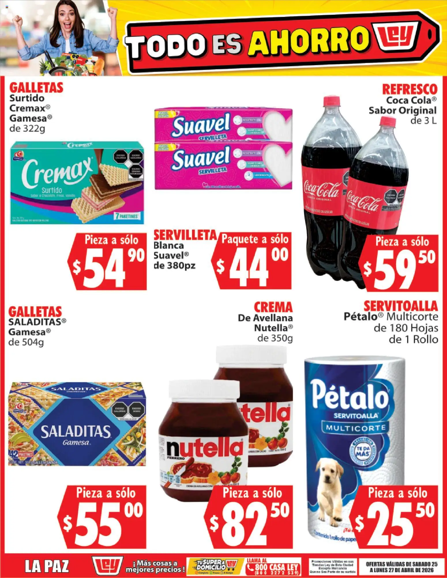 Nuevas ofertas de Casa Ley válidas en toda la República Mexicana desde el 25.04.2026. ¡Encuentra las mejores ofertas en Casa Ley folleto Todo es ahorro! | Página: 5 | Productos: Refresco, Crema, Galletas
