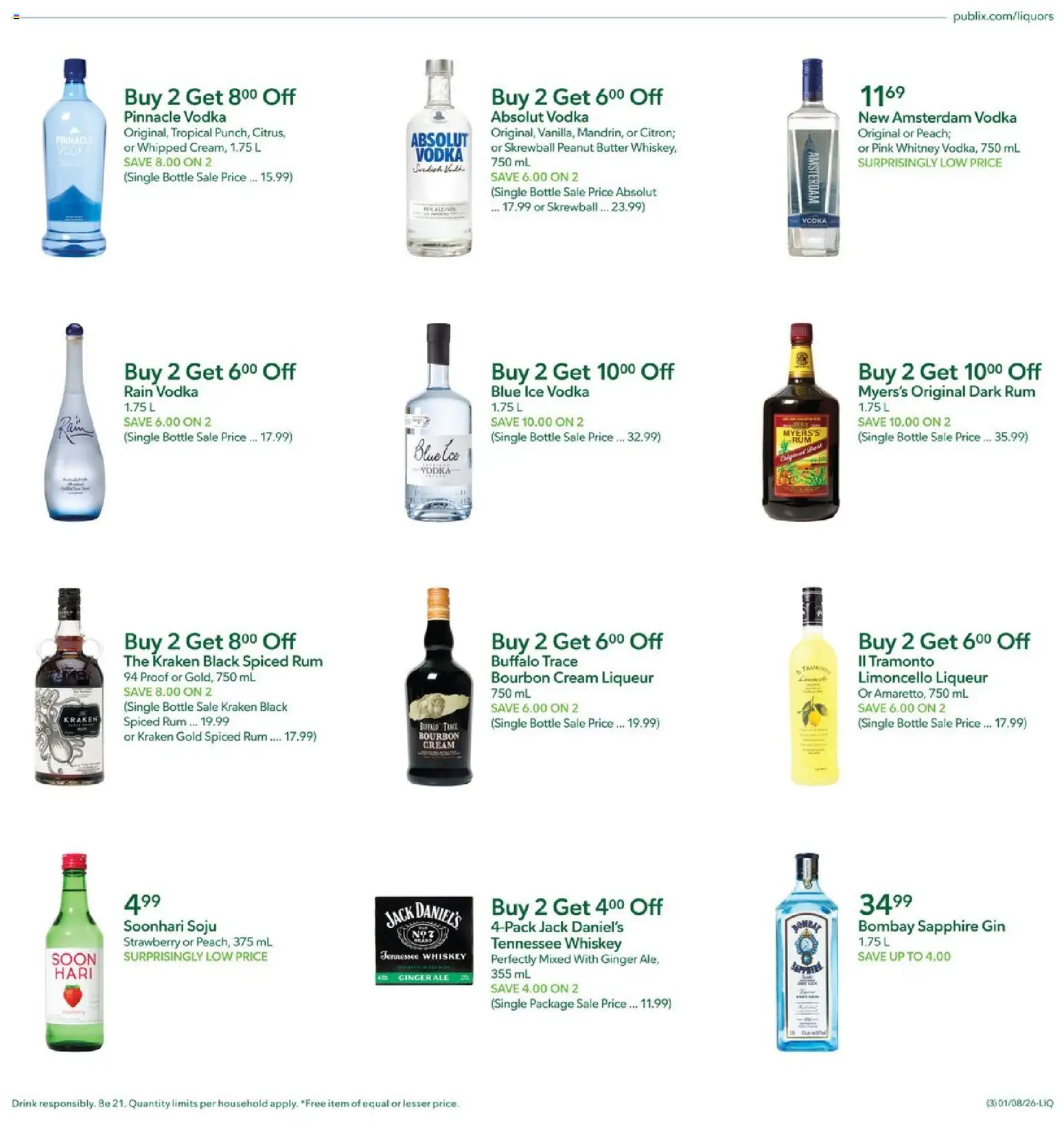 Publix Liquor - valid from 08.01.2026 | Page: 3 | Products: Ginger, Butter, Vodka, Whiskey