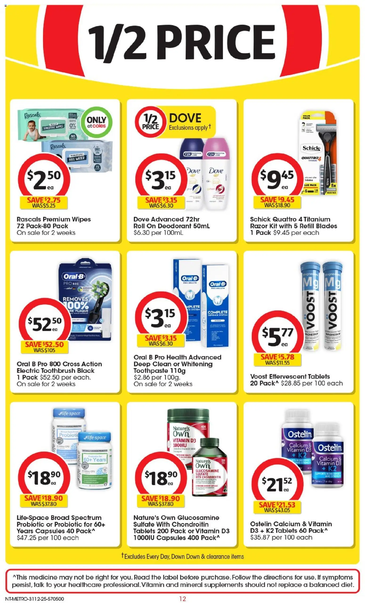 Coles catalogue - valid from 31.12.2025 | Page: 13 | Products: Toothpaste, Razor, Water, Toothbrush