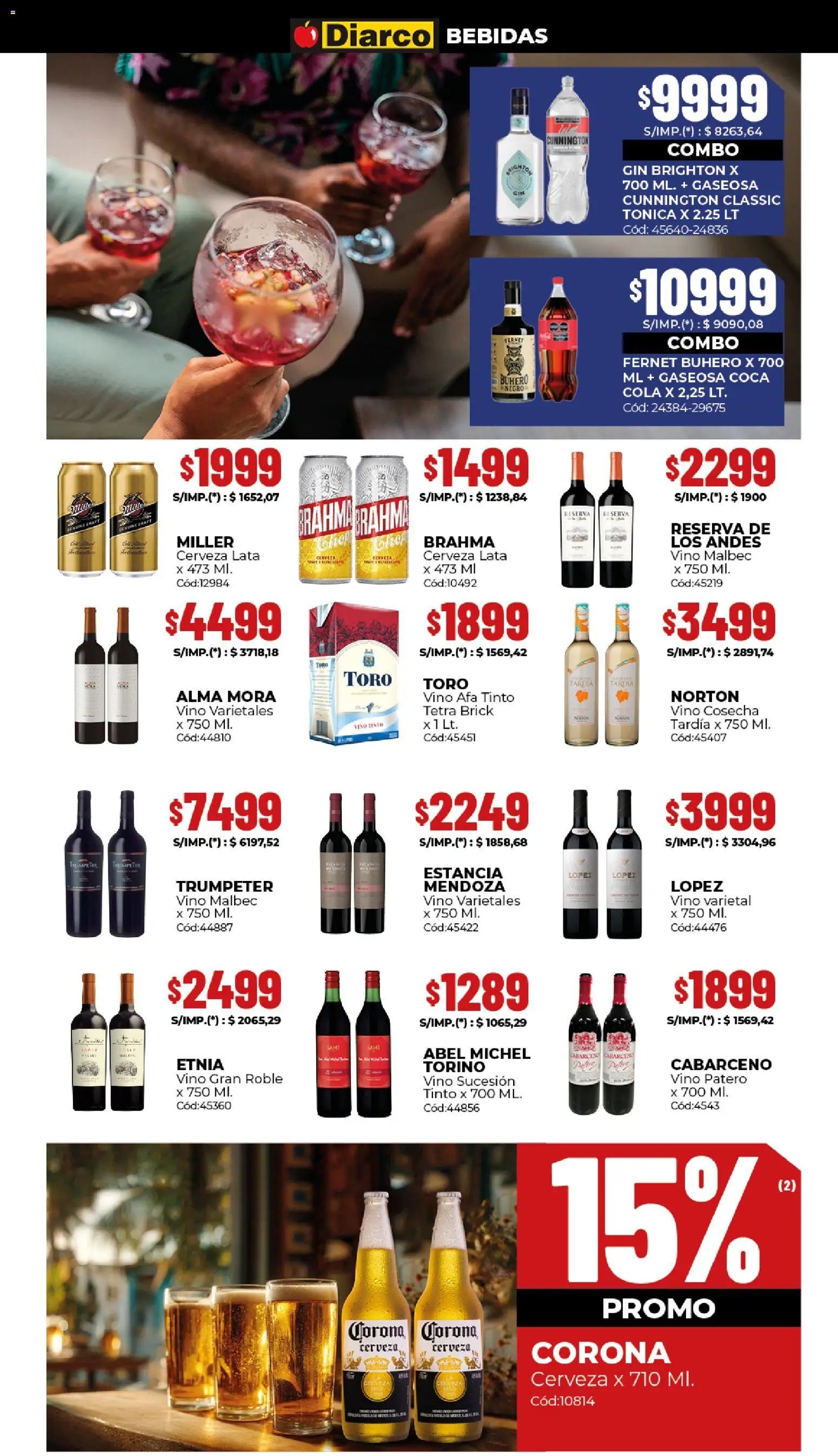 Diarco ofertas │ válido desde el 19.01.2026 | Página: 7 | Productos: Gin, Fernet, Gaseosa, Cerveza