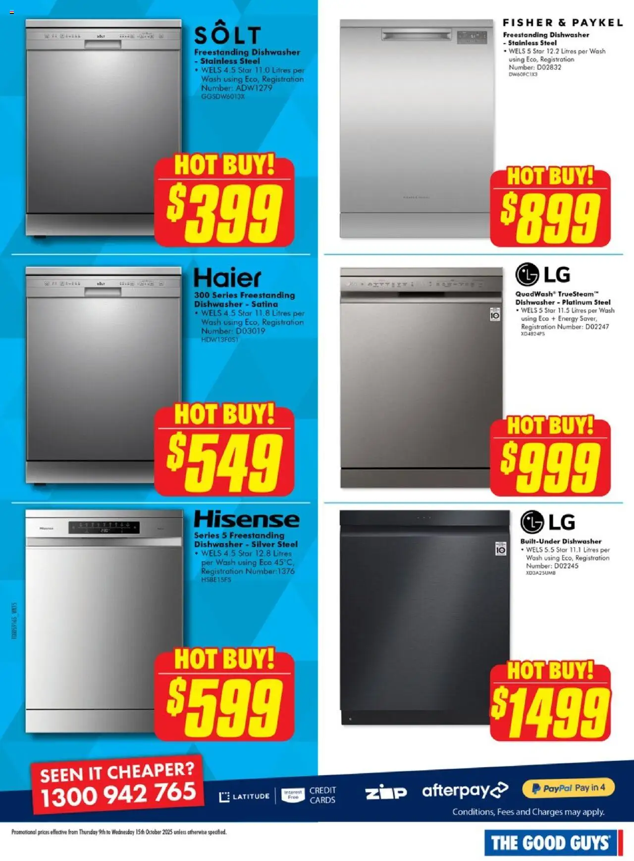 The Good Guys catalogue - valid from 08.10.2025 | Page: 9 | Products: Dishwasher