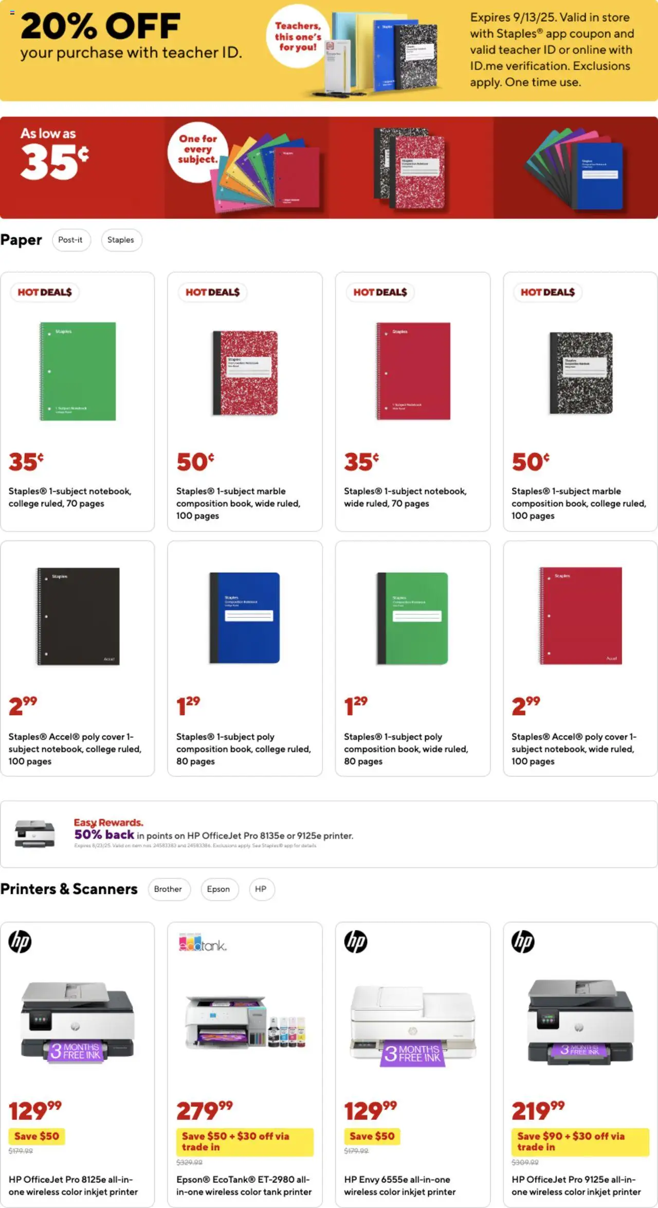 Staples Weekly Ad - valid from 17.08.2025 | Page: 4 | Products: Staple, Ink, Printer