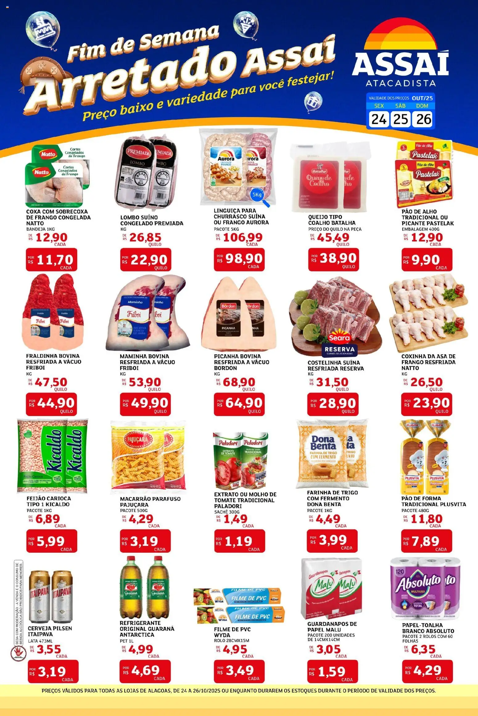 Assaí Atacadista Folheto - válido de 24.10.2025 | Página: 1 | Produtos: Guaraná, Farinha de trigo, Lombo, Refrigerante