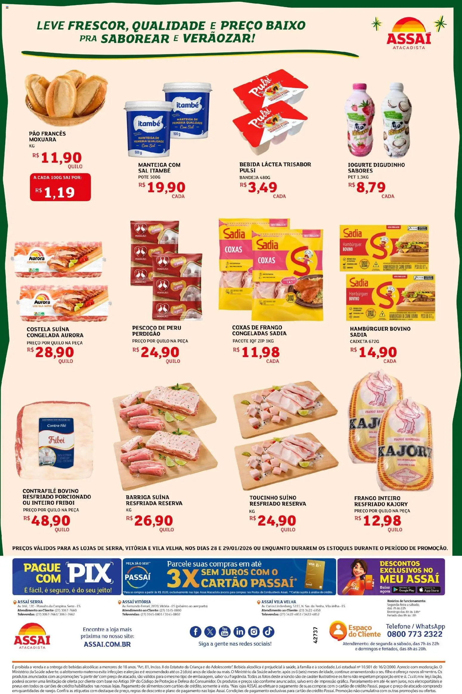 Assaí Atacadista Folheto - válido de 28.01.2026 | Página: 2 | Produtos: Manteiga, Pneus, Salada, Pão francês