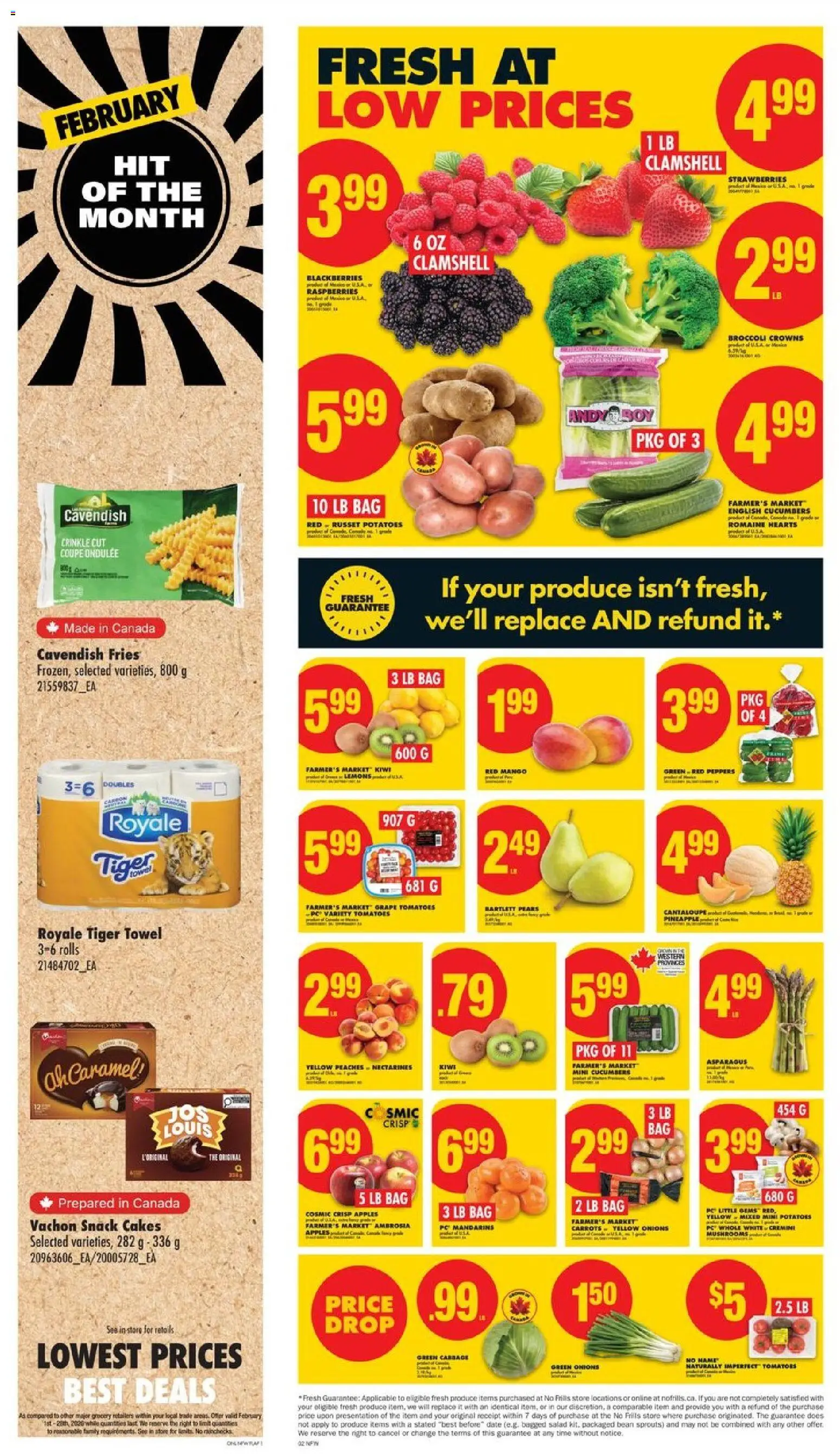 No Frills flyer valid from 26.02.2026 | Page: 2 | Products: Cucumbers, Salad, PC, Potatoes