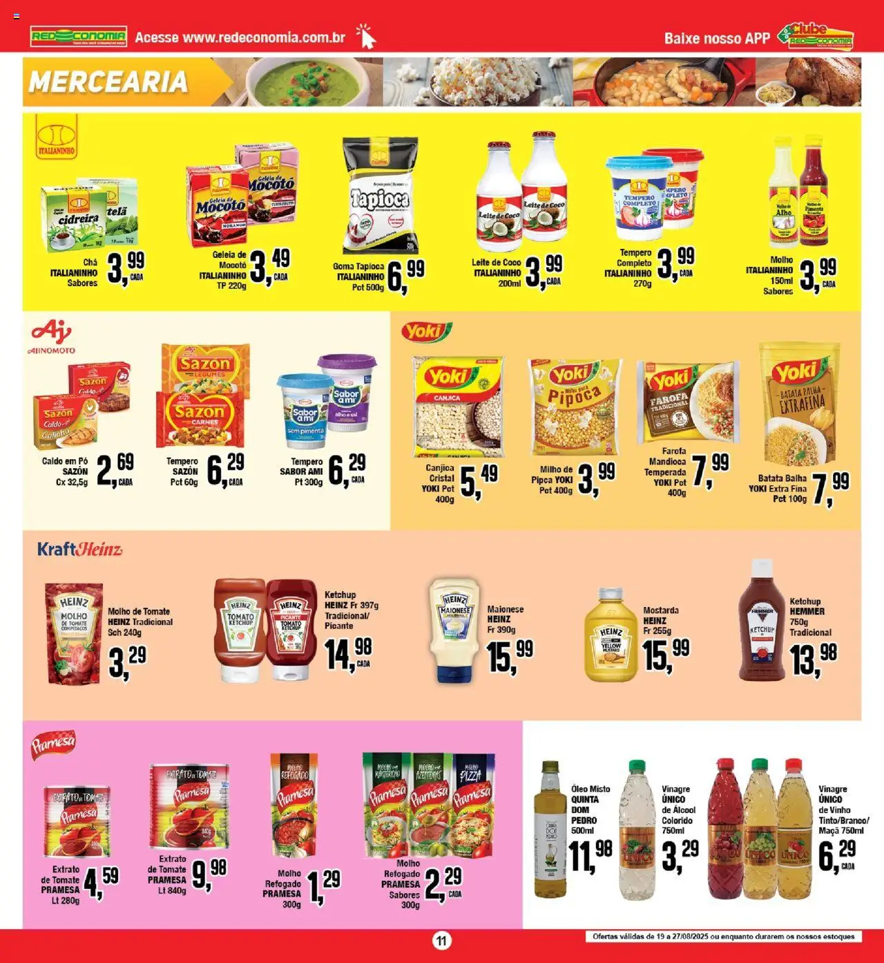 RedEconomia Folheto - válido de 19.08.2025 | Página: 11 | Produtos: Alho, Pó, Tapioca, Leite