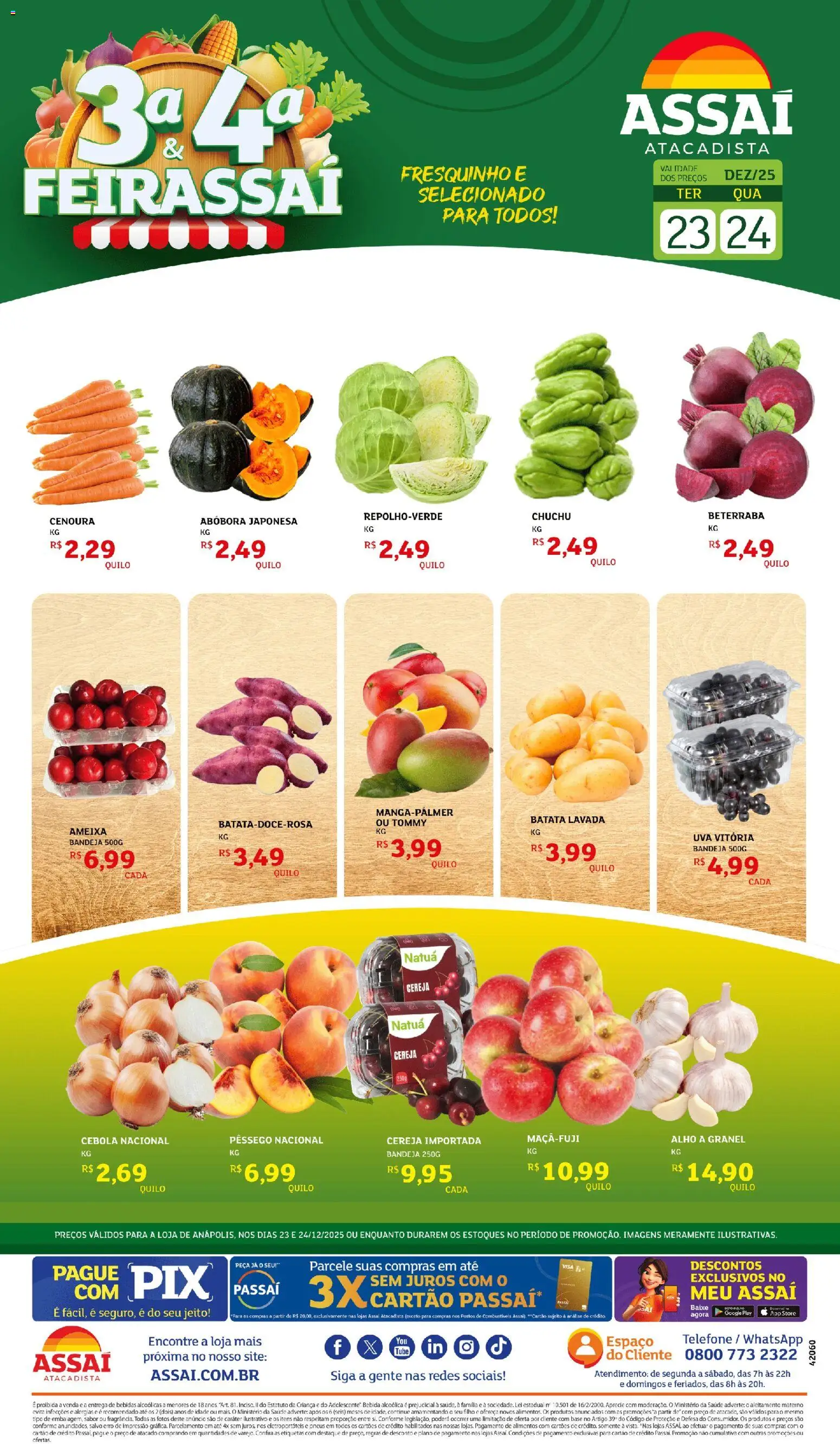 Assaí Atacadista Folheto - válido de 23.12.2025 | Página: 1 | Produtos: Cereja, Chuchu, Beterraba, Pneus