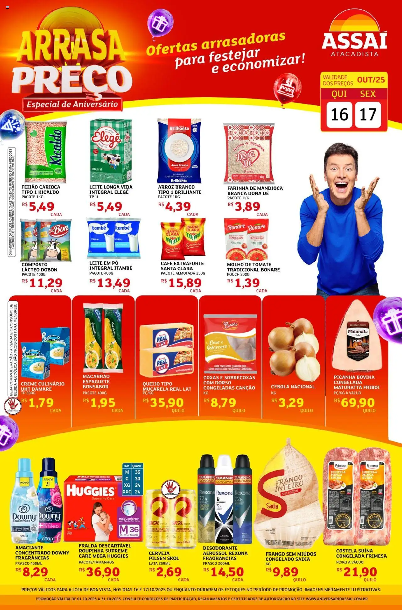 Assaí Atacadista Folheto - válido de 16.10.2025 | Página: 1 | Produtos: Feijão, Creme, Fraldas, Frango