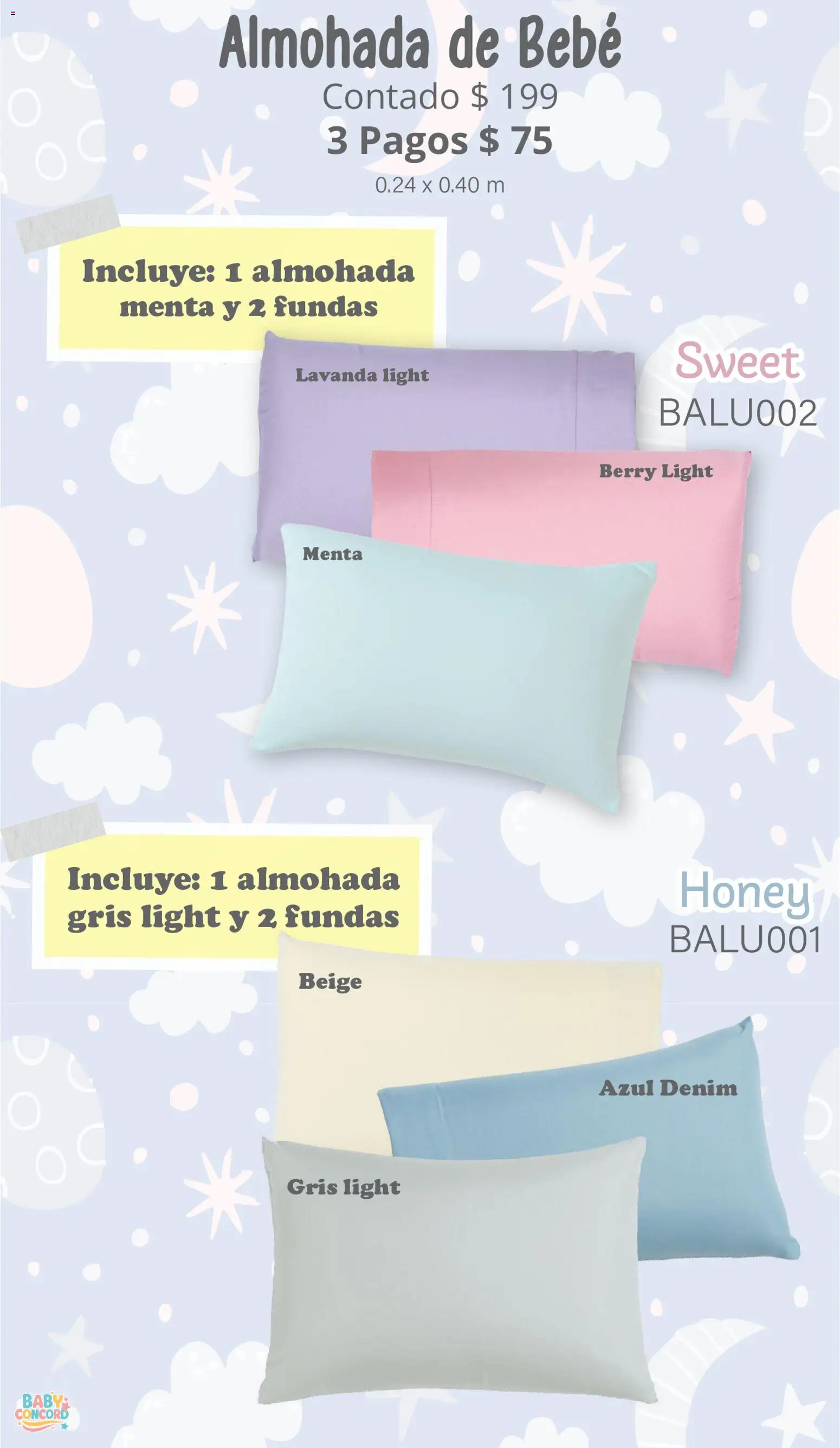 Nuevas ofertas de Colchas Concord válidas en toda la República Mexicana desde el 01.05.2026. ¡Encuentra las mejores ofertas en Colchas Concord catálogo Baby! | Página: 19 | Productos: Almohada