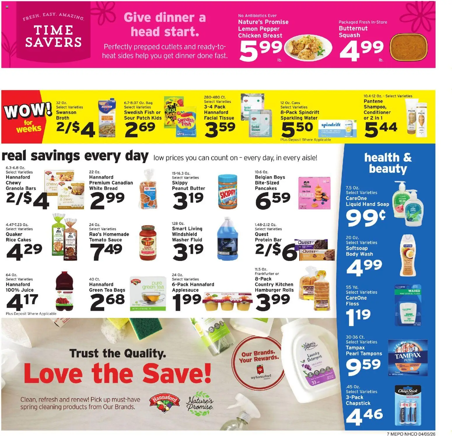 Hannaford Weekly Ad - valid from 05.04.2026 | Page: 11 | Products: Green Tea, Rice, Tampons, Water