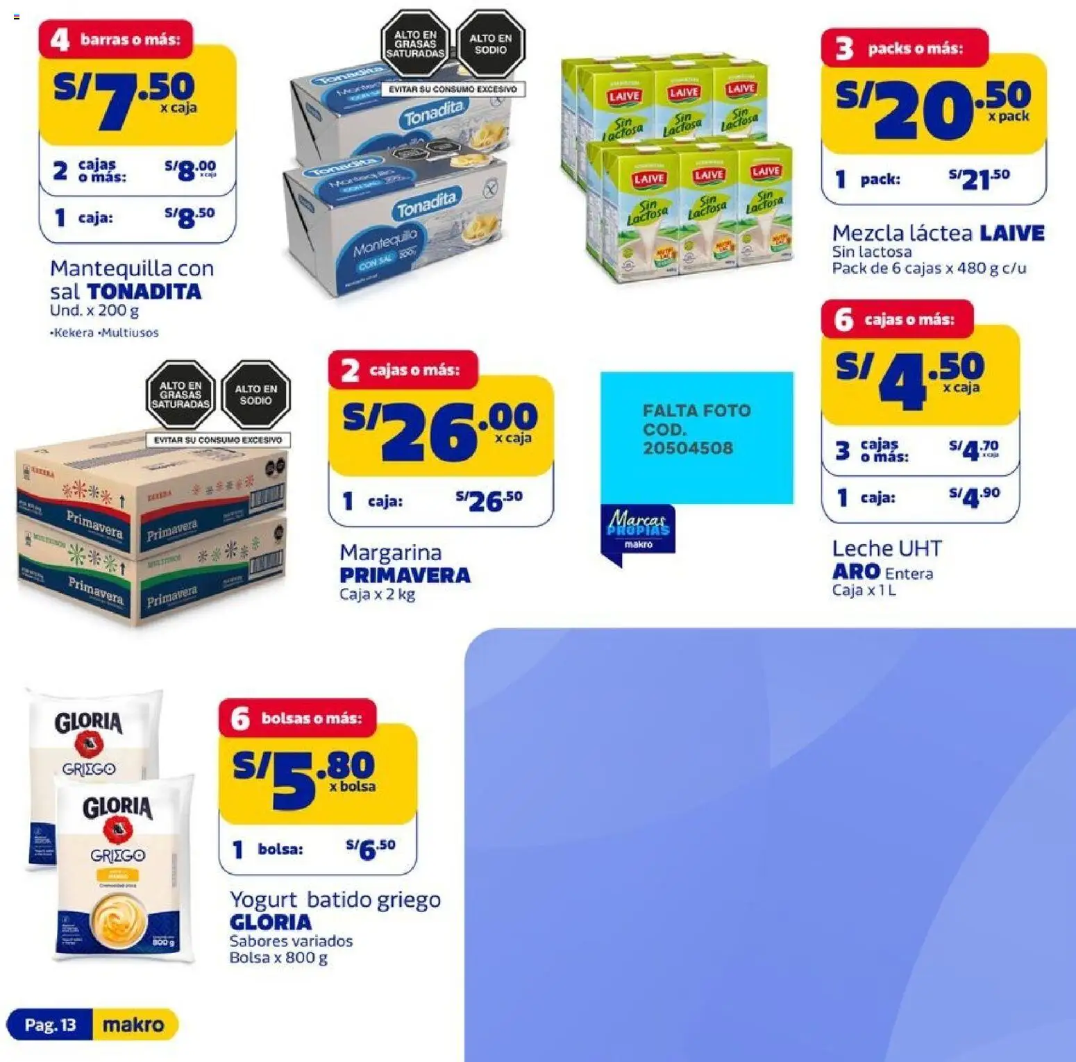 Catálogo Makro válido desde 02.01.2026 | Página: 13 | Productos: Caja, Mantequilla, Yogurt, Bolsa
