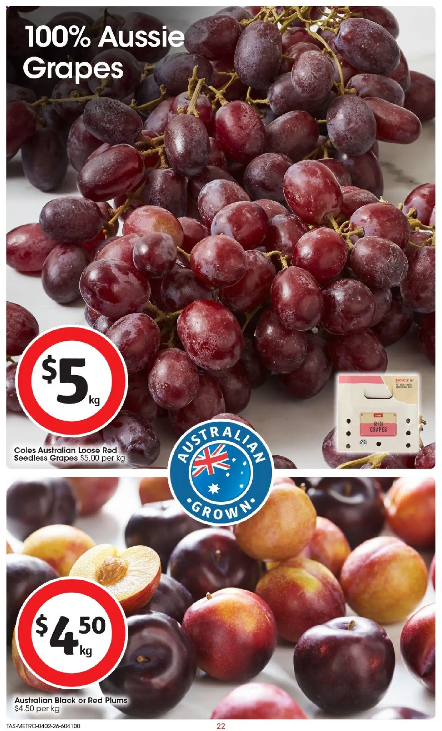 Coles catalogue - valid from 04.02.2026 | Page: 23 | Products: Grapes, Plums