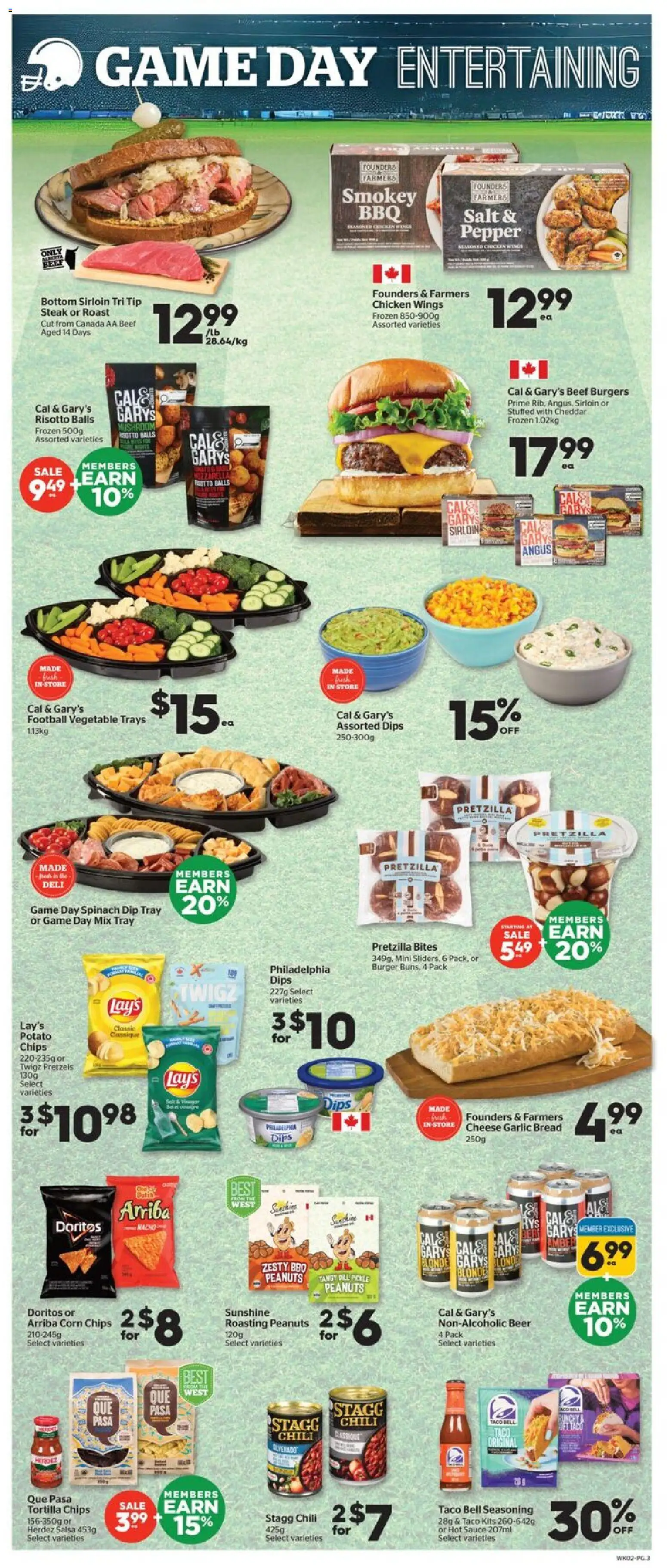 Calgary Co-op flyer valid from 13.11.2025 | Page: 3 | Products: Beef, Chicken wings, Game, Bread