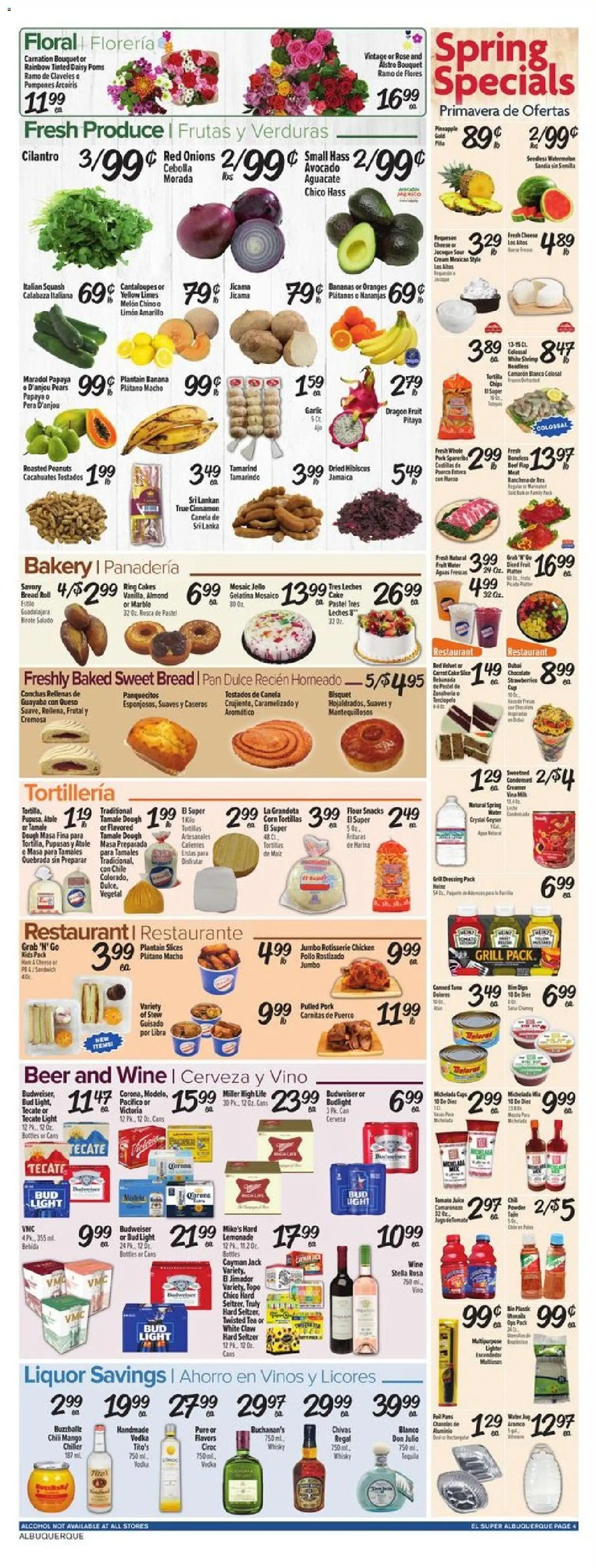 El Super Weekly Ad - NM - valid from 15.04.2026 | Page: 4 | Products: Squash, Wine, Tea, Melon
