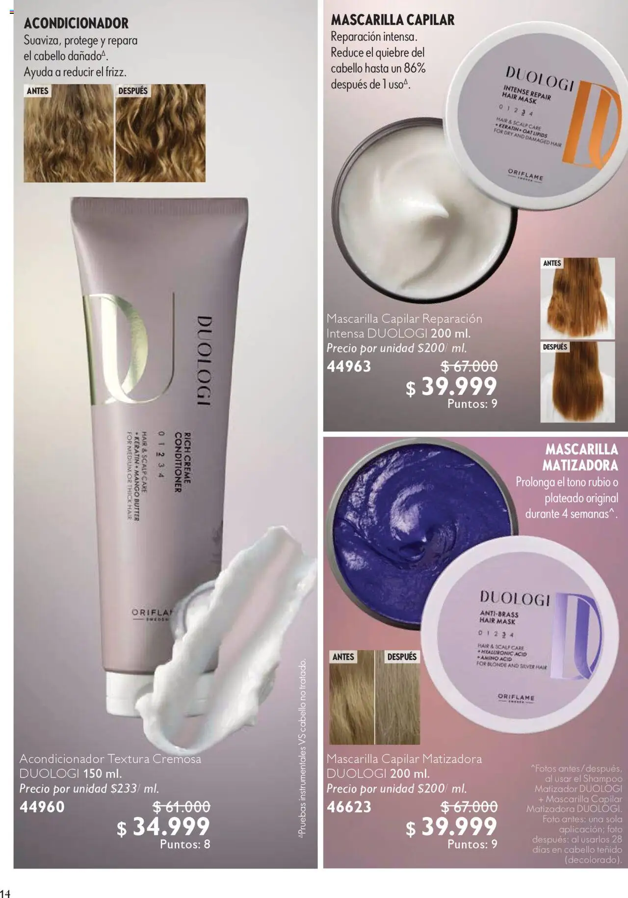 Oriflame revista - valida desde el 04.10.2025 | Página: 14 | Productos: Shampoo, Mango, Mascarilla, Acondicionador