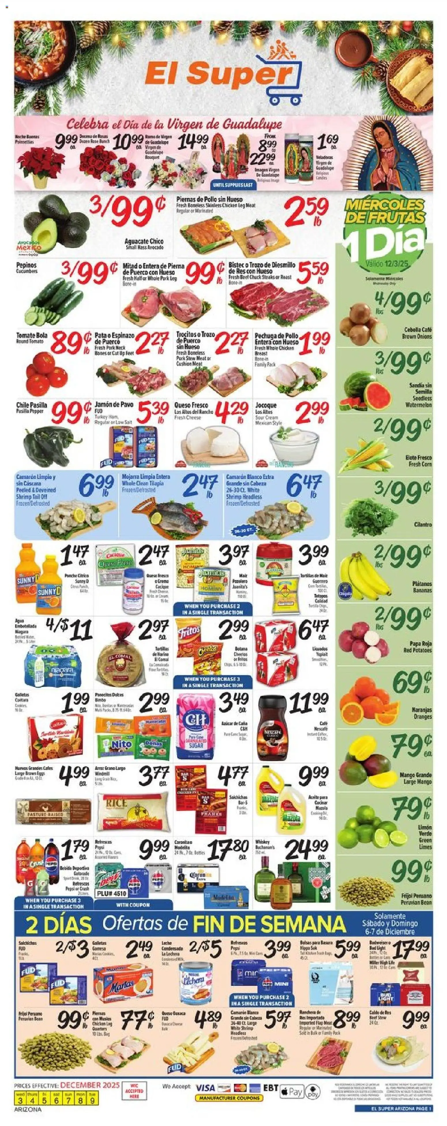 El Super Weekly Ad - AK - valid from 03.12.2025 | Page: 1 | Products: Bananas, Sour cream, Cucumbers, Avocado