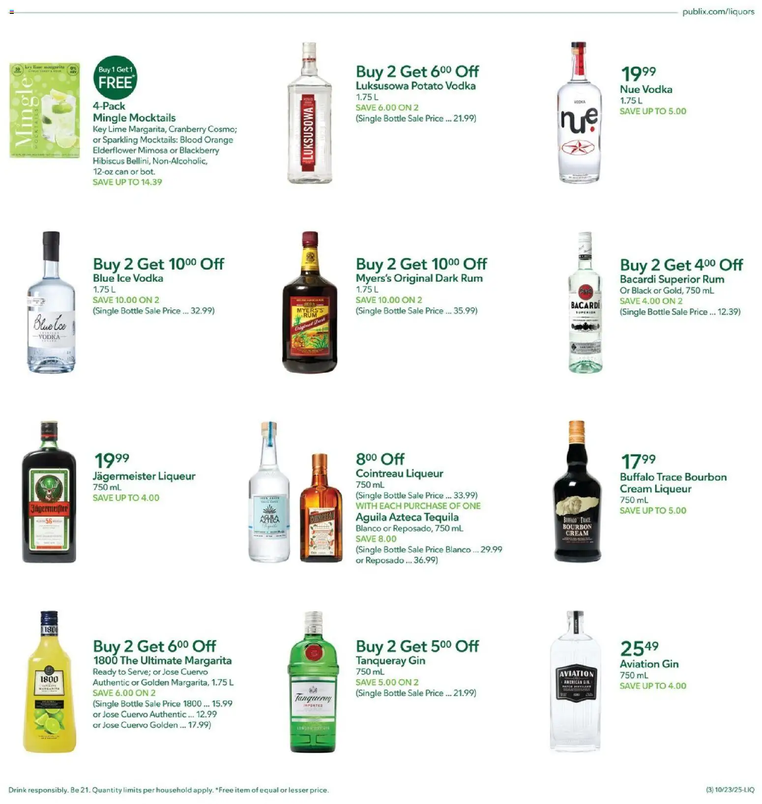 Publix Liquor - valid from 23.10.2025 | Page: 3 | Products: Bourbon, Gin, Cream, Vodka