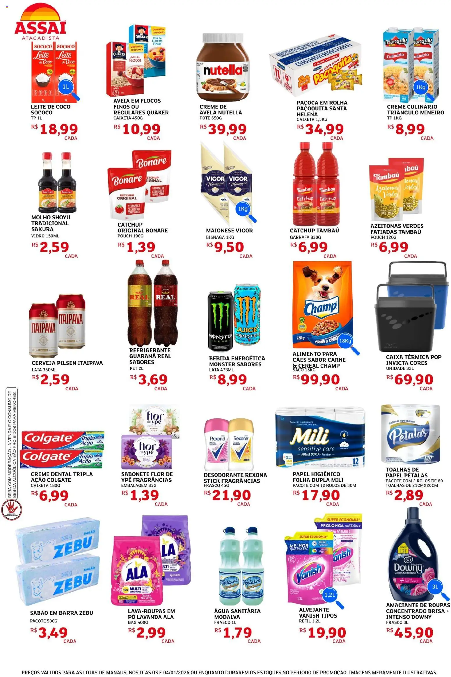 Assaí Atacadista Folheto - válido de 03.01.2026 | Página: 2 | Produtos: Amaciante de roupas, Cerveja, Sabonete, Creme dental