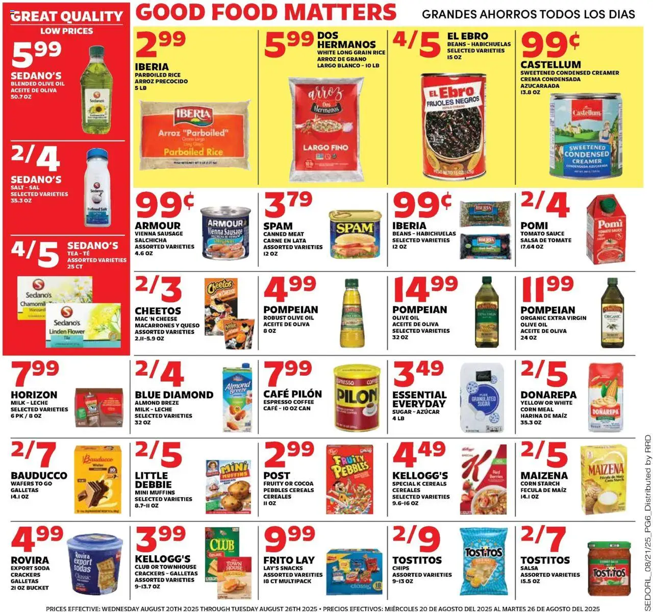 Sedano's Weekly Ad - valid from 20.08.2025 | Page: 6 | Products: Corn, Rice, Tea, Sausage