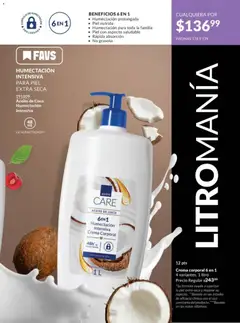 Vista previa de Aceite de Coco Humectación intensiva, Crema corporal 6 en 1, 4 variantes, 1 litro. Humectación intensiva para piel extra seca., nuevo folleto de la tienda, válido en México a partir del 28.11.2025 | Página: 175 | Productos: Crema, Aceite, Body, Crema corporal