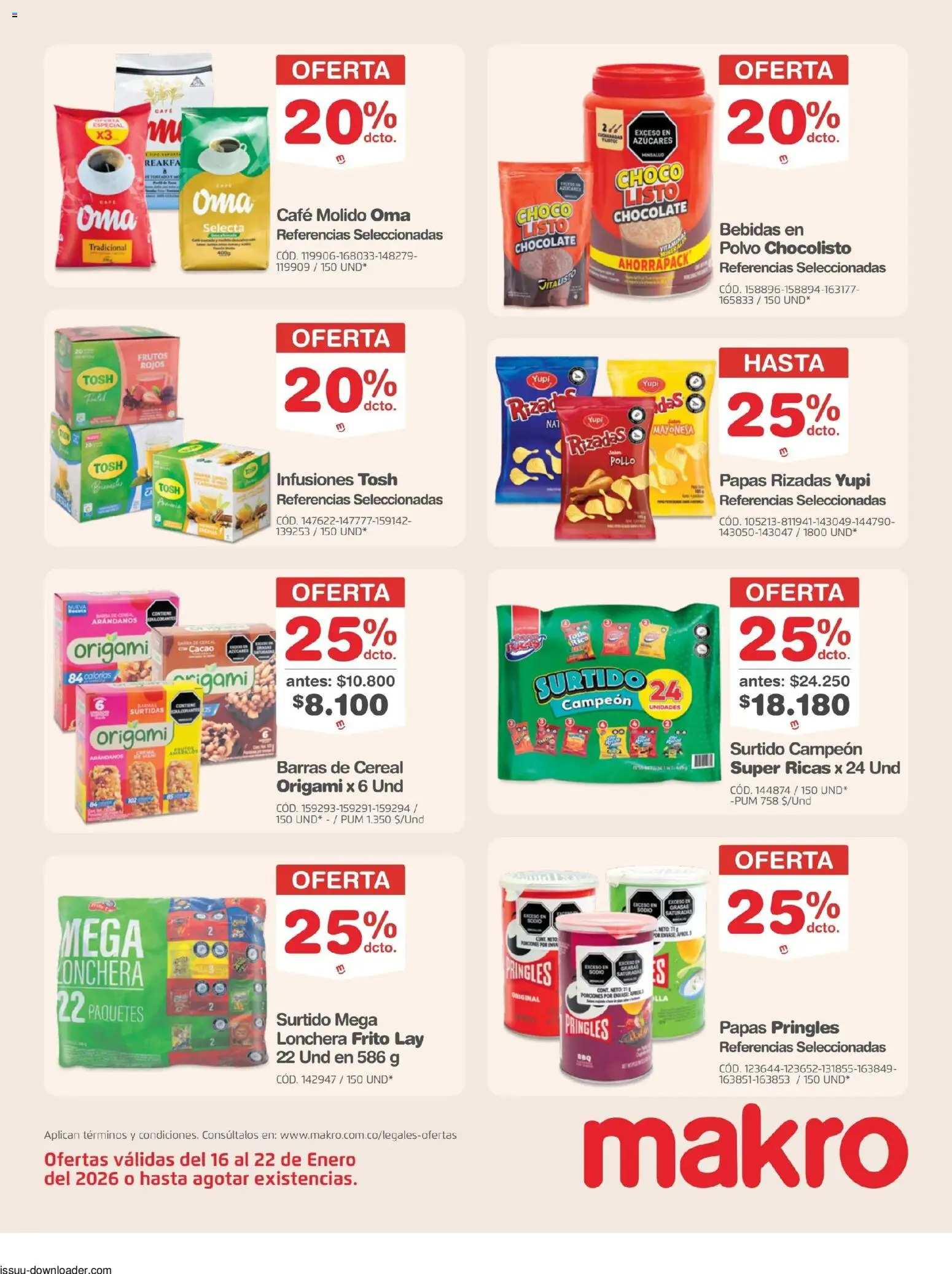 Makro revista - valida desde el 16.01.2026 | Página: 10 | Productos: Arándanos, Mayonesa, Olla, Chocolate