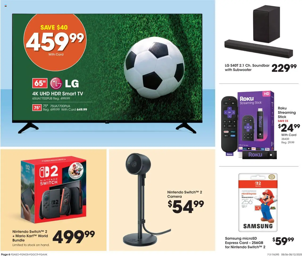 Fred Meyer - Home & Apparel - valid from 06.08.2025 | Page: 7 | Products: Subwoofer, Switch, Tv, Camera