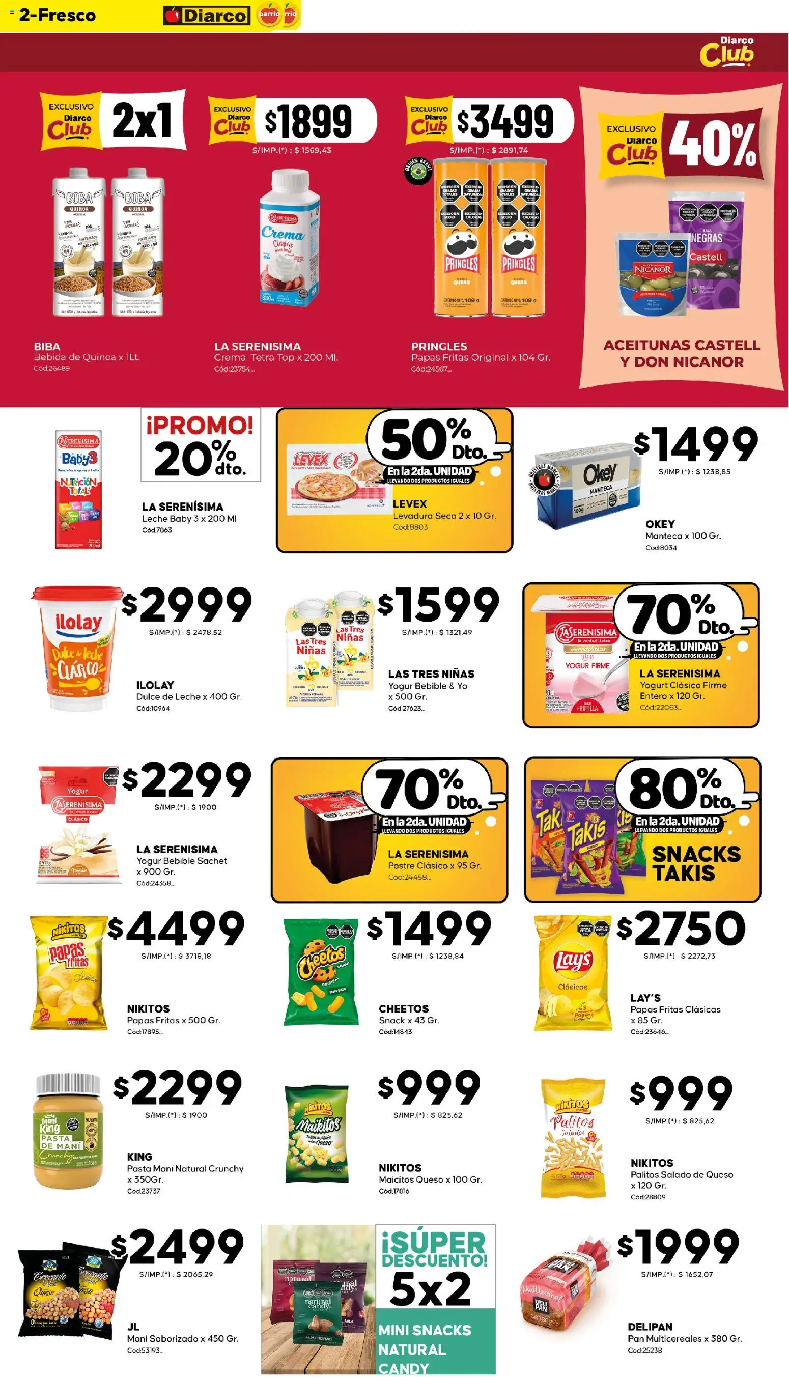 Diarco - Ofertas Diarco Barrio │ válido desde el 19.01.2026 | Página: 2 | Productos: Aceitunas, Leche, Queso, Crema
