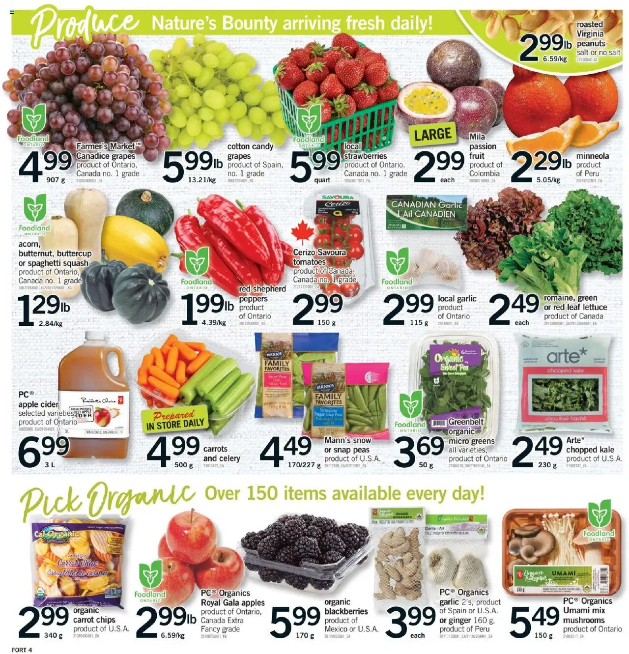 Fortinos flyer valid from 18.09.2025 | Page: 5 | Products: Strawberries, Chips, Carrot, Tomatoes
