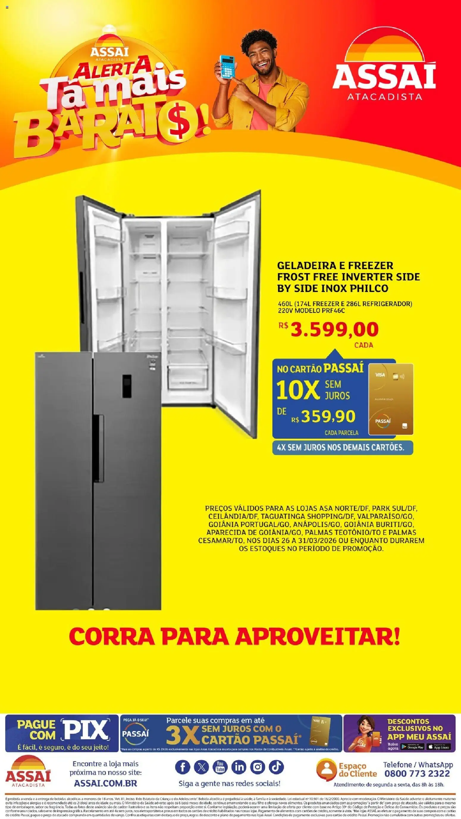 Assaí Atacadista Folheto - válido de 27.03.2026 | Página: 1 | Produtos: Geladeira, Freezer, Base, Bebida