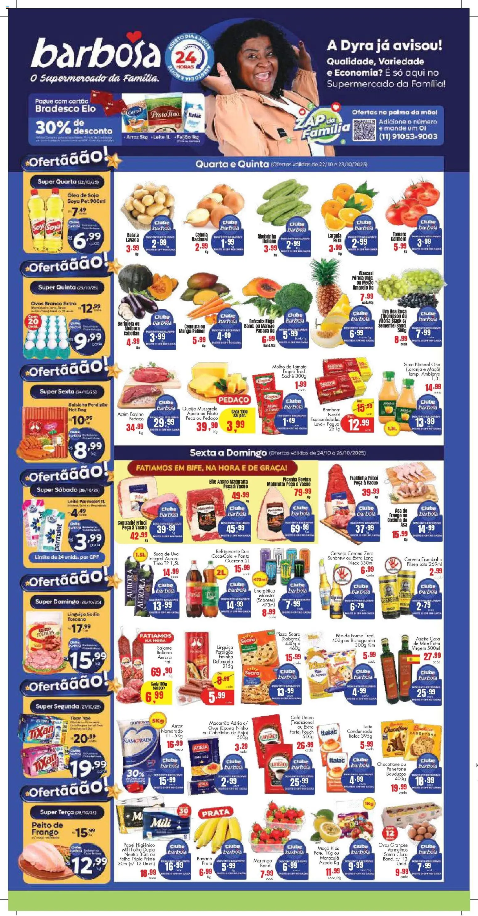 Barbosa Supermercados Folheto - válido de 22.10.2025 | Página: 1 | Produtos: Abóbora, Molho de tomate, Salsicha, Ovos
